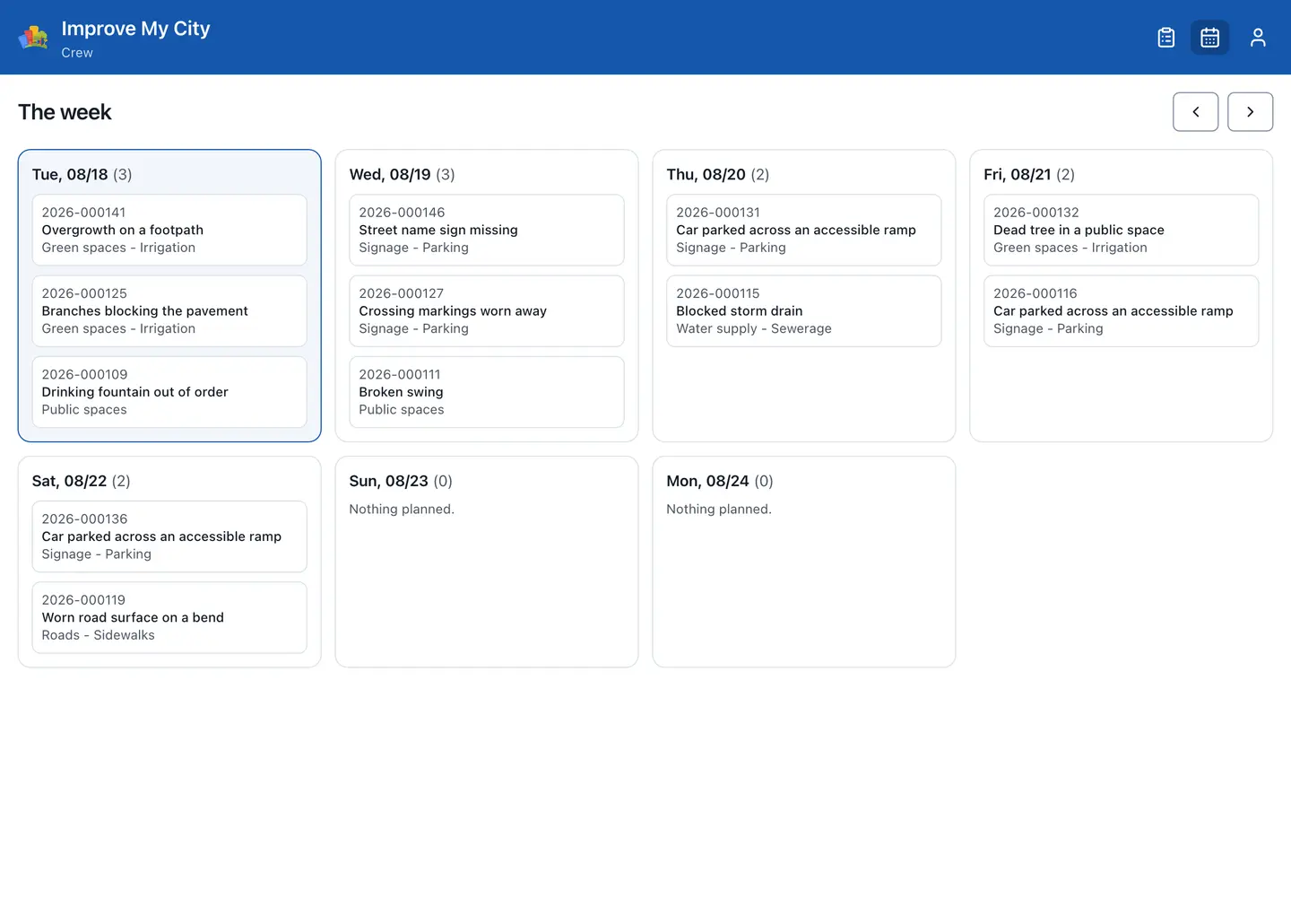 Crew application — Tablet